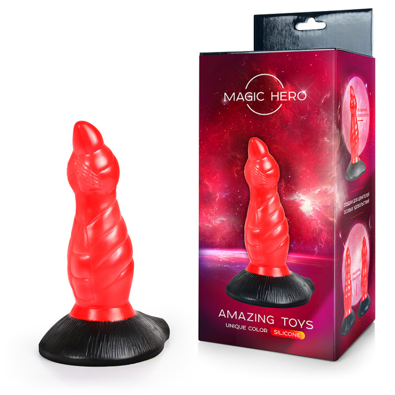 Фаллоимитатор на присоске "Magic Hero" рельефный, красный 